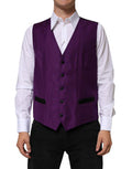 Men's Purple Wool Dress Formal Waistcoat Vest Polyester Silk Virgin