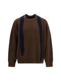 Sacai Wool Knit with Integrated Scarf Cardigan — Brown