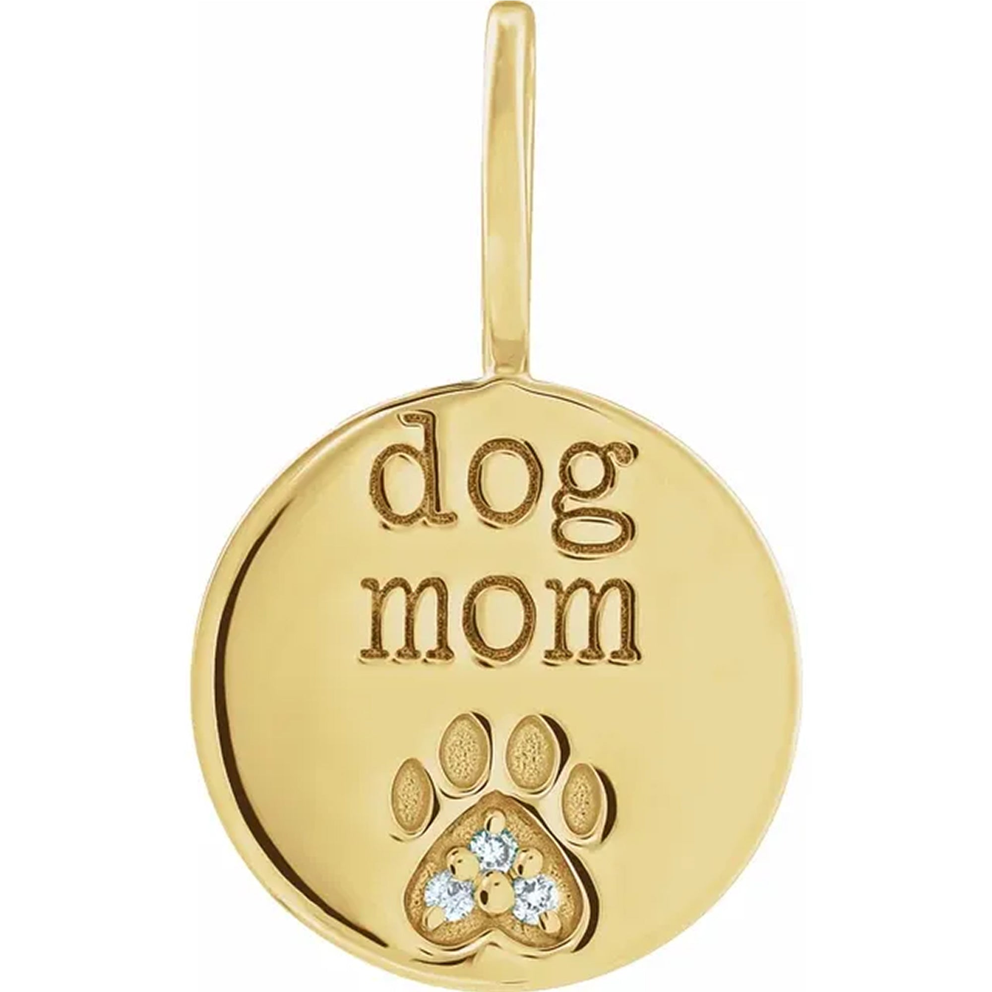 Engraved Pet Mom Paw Print Charm