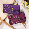 Personalizada Retro Patrón Nacimiento Flor Impermeable PU Cuero Mujeres Cartera con 1-12 Nombres y Cremallera Cumpleaños Día de la Madre Regalo para Mamá Abuela