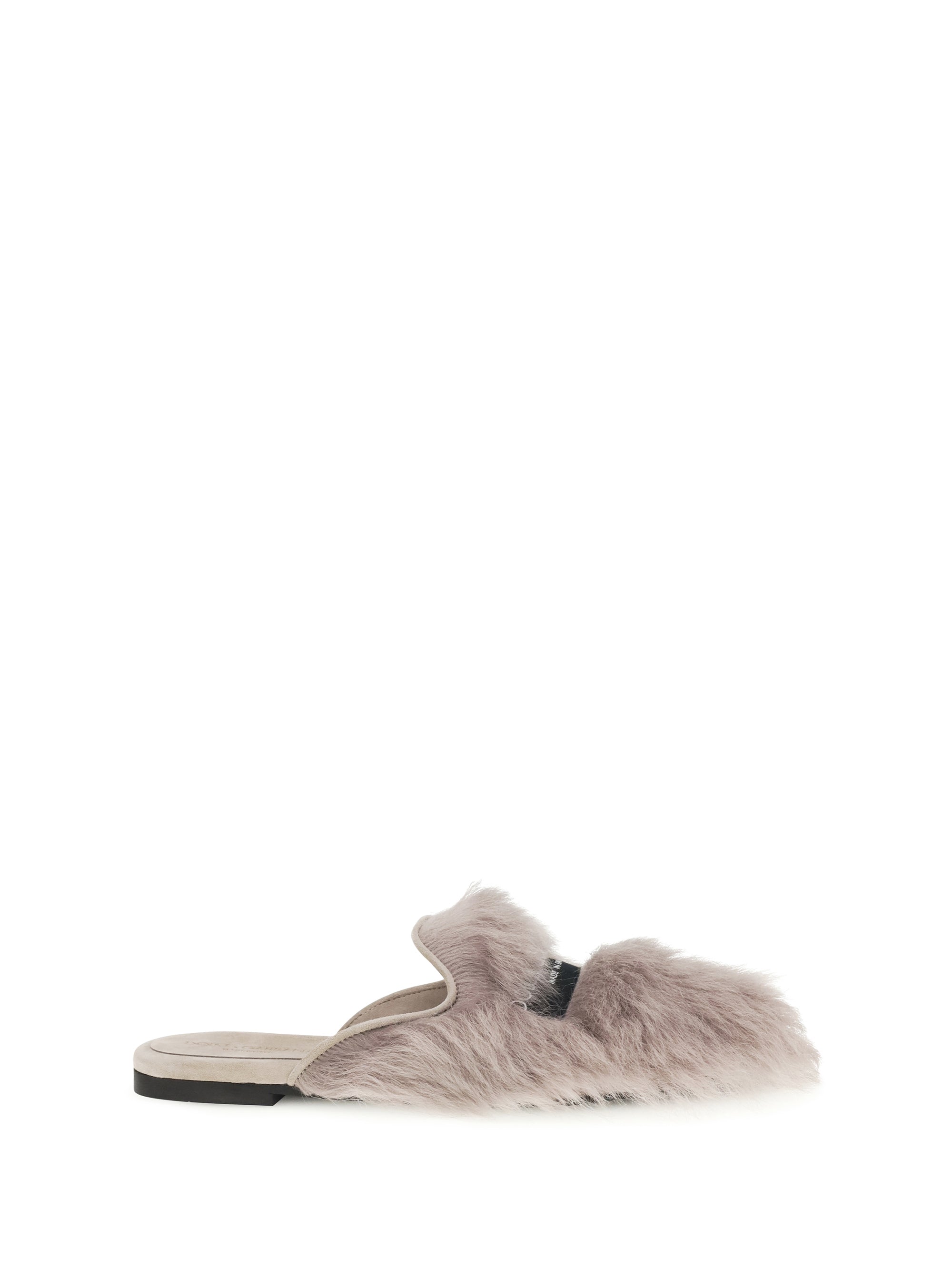 Dolce & Gabbana Sheepskin Mule — Gray