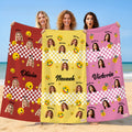 Personalizado Multicolor emoji Funny Face Foto de secado rápido Toalla de playa con nombre Vacaciones Piscina Fiesta Regalo para Familia Amigos | Callie × emoji ™.