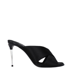 Women's Satin Stiletto Sandal Black Upper Leather