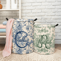 Cesto de ropa sucia impermeable personalizado estilo Toile de Jouy retro francés con asa Regalo de inauguración de la casa para recién casados Pareja