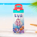 Botella de agua isotérmica personalizada Fantasy Mermaid de 12 oz con nombre y tapa antiderrame Regalo de cumpleaños de vuelta al cole para niñas
