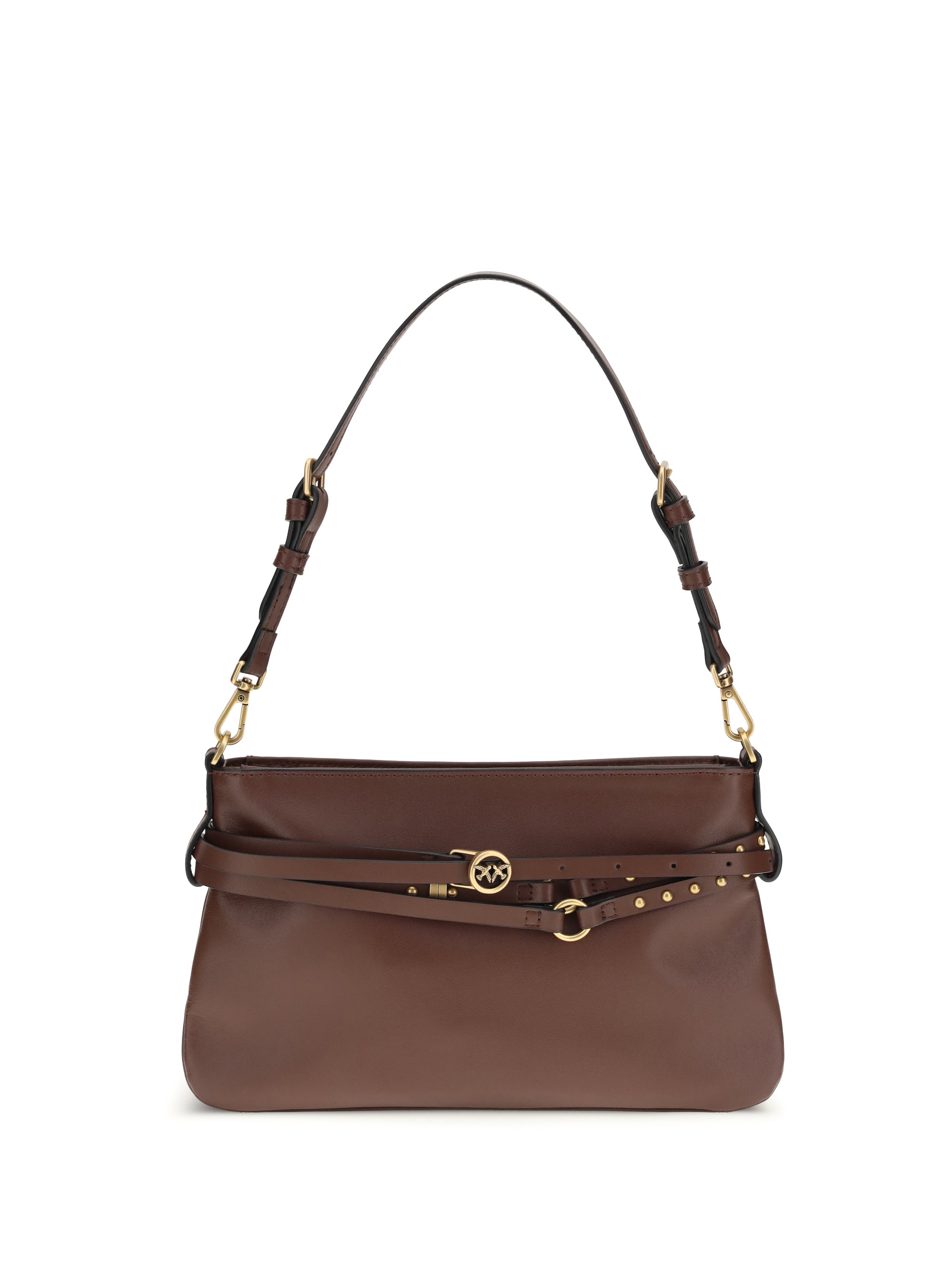 Pinko Adjustable Belt-Wrap Shoulder Bag — Brown