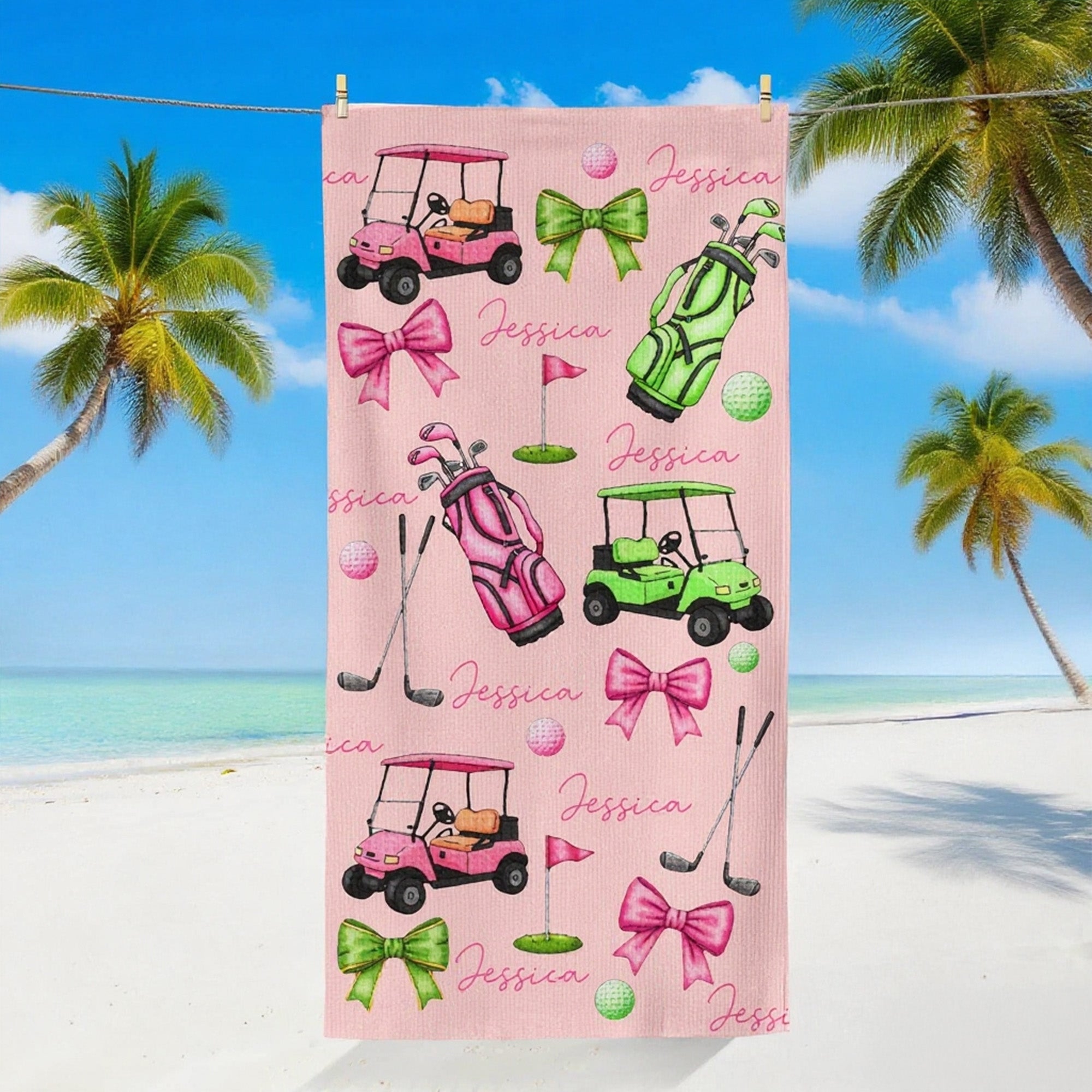 Toalla de playa de microfibra de gran tamaño y secado rápido, esencial para las vacaciones de verano, regalo de cumpleaños para los amantes del golf.