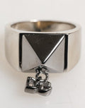 Men's Silver Tone Pyramid Dg Logo Real Brass Ring