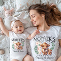 Personalizado Nuestro Primer Día de la Madre Vaca de las Tierras Altas 100% Algodón Body para bebé Camiseta a juego con nombre y año Regalo del 1er Día de la Madre para bebé mamá
