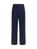 Valentino Straight-Leg Cotton Trousers — Navy