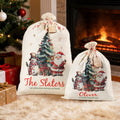 Árbol de Navidad de Papá Noel muñeco de nieve personalizado Bolsa de regalo de cordón con nombre y etiqueta de madera Regalo de Navidad para niños