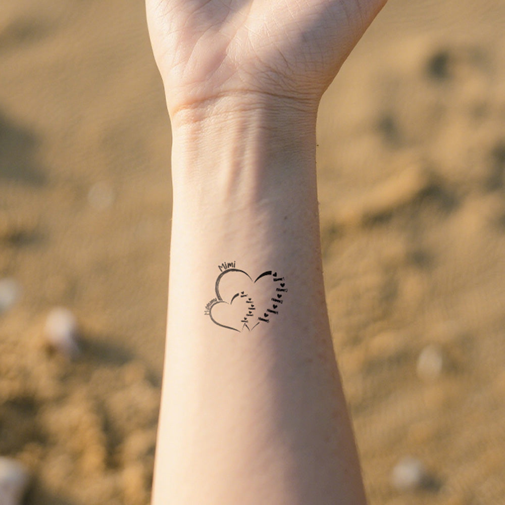 Set de 15 tatuajes temporales en forma de corazón personalizados, impermeables y no tóxicos Día de la Madre Cumpleaños para mamá Abuela
