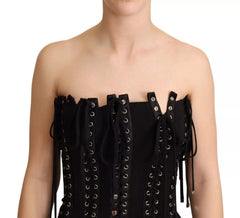 Women's Black Cady Sleeveless Lace Up Bodycon Dress