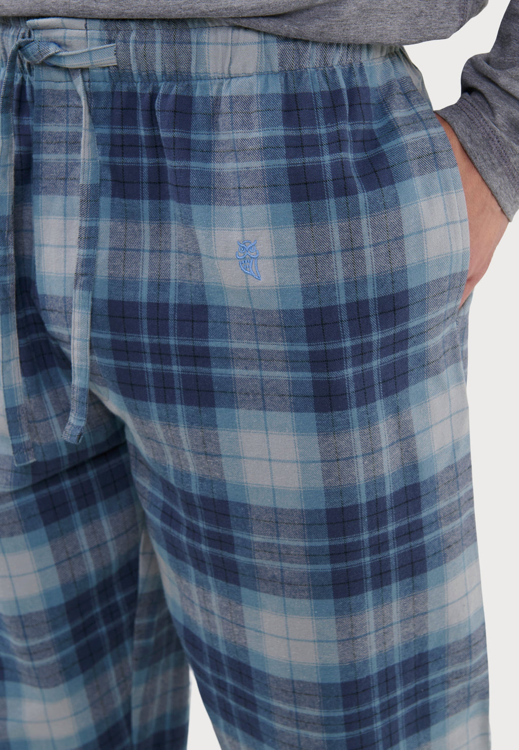 Pantalón Pijama Hombre Invierno Premium Algodón Franela Cuadros - Azul 8893_32