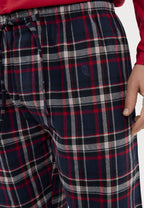 Pantalón Pijama Hombre Invierno Premium Algodón Franela Cuadros - Azul 8894_39