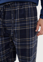 Pantalón Pijama Hombre Invierno Premium Algodón Franela Cuadros - Azul 8895_39