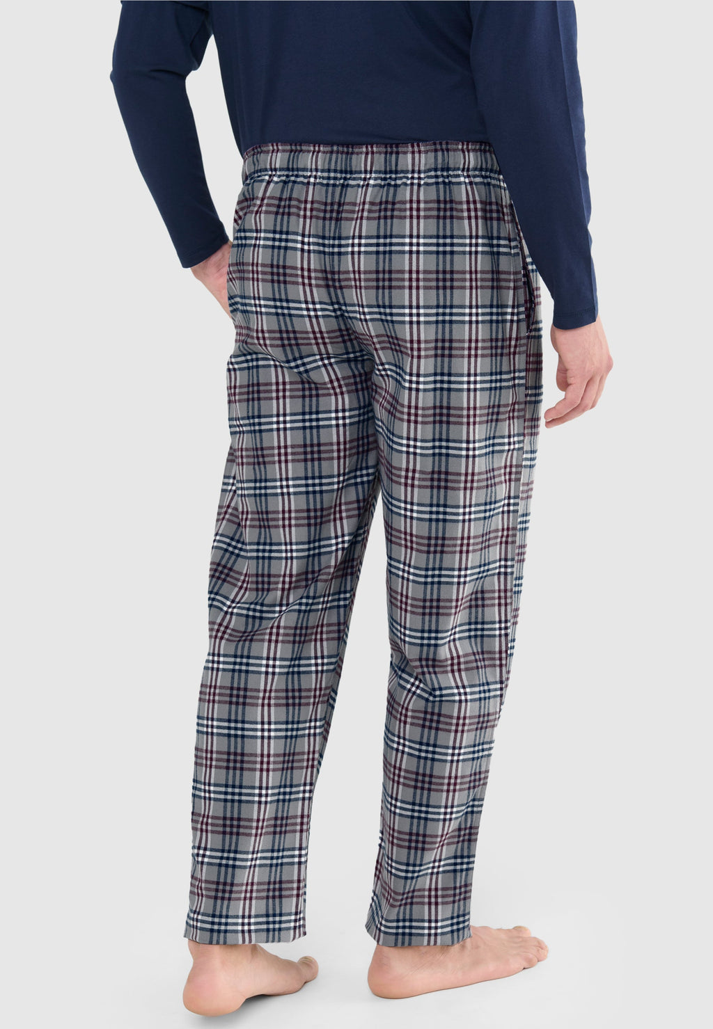 Pantalón Pijama Hombre Invierno Premium Algodón Franela Cuadros - Gris 8897_20