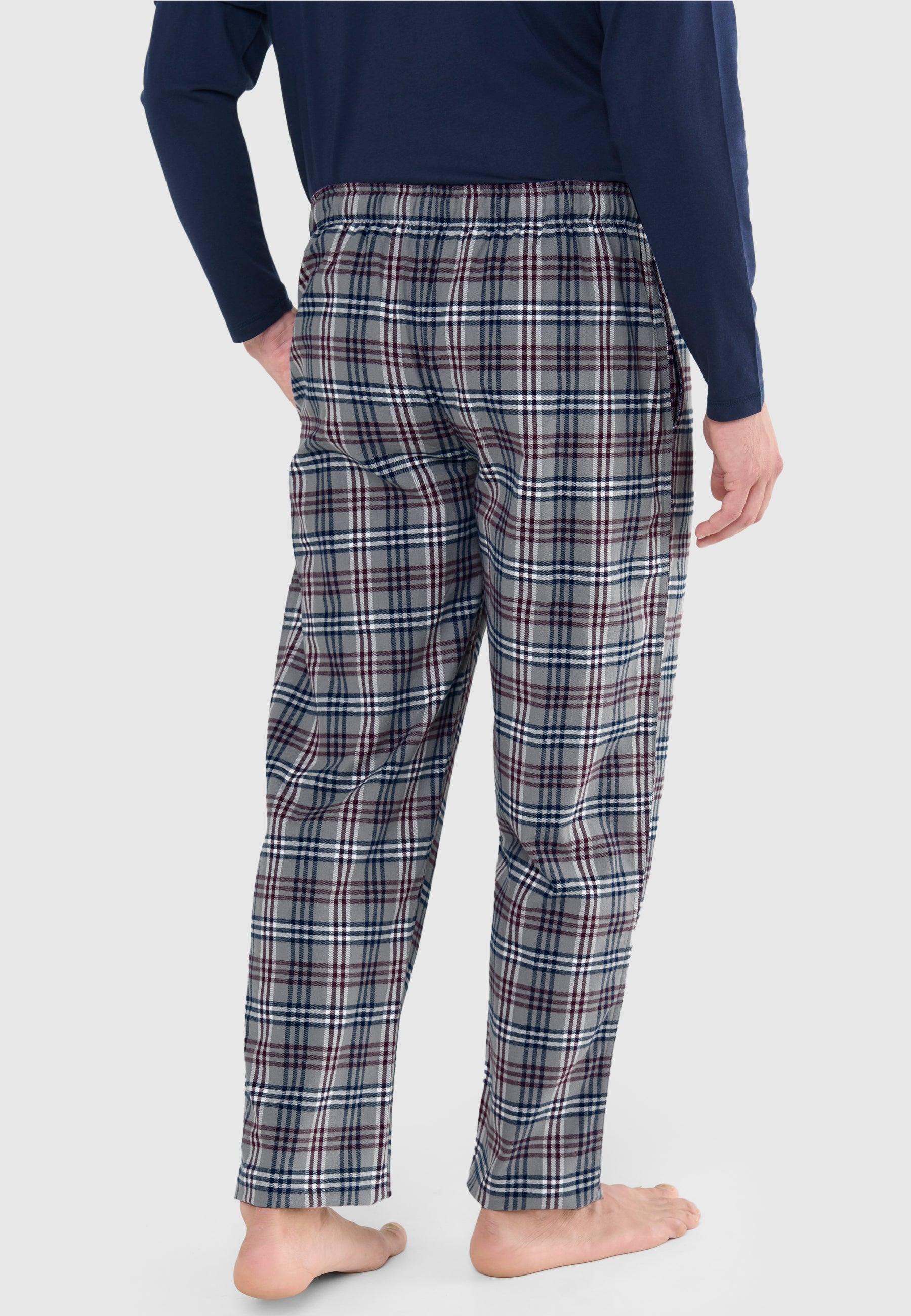 Pantalón Pijama Hombre Invierno Premium Algodón Franela Cuadros - Gris 8897_20