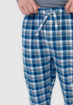 Pantalón Pijama Hombre Invierno Premium Algodón Franela Cuadros - Azul 8898_36
