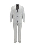 Hugo Boss Black Striped Cotton-Virgin Wool Pant Suit — Gray