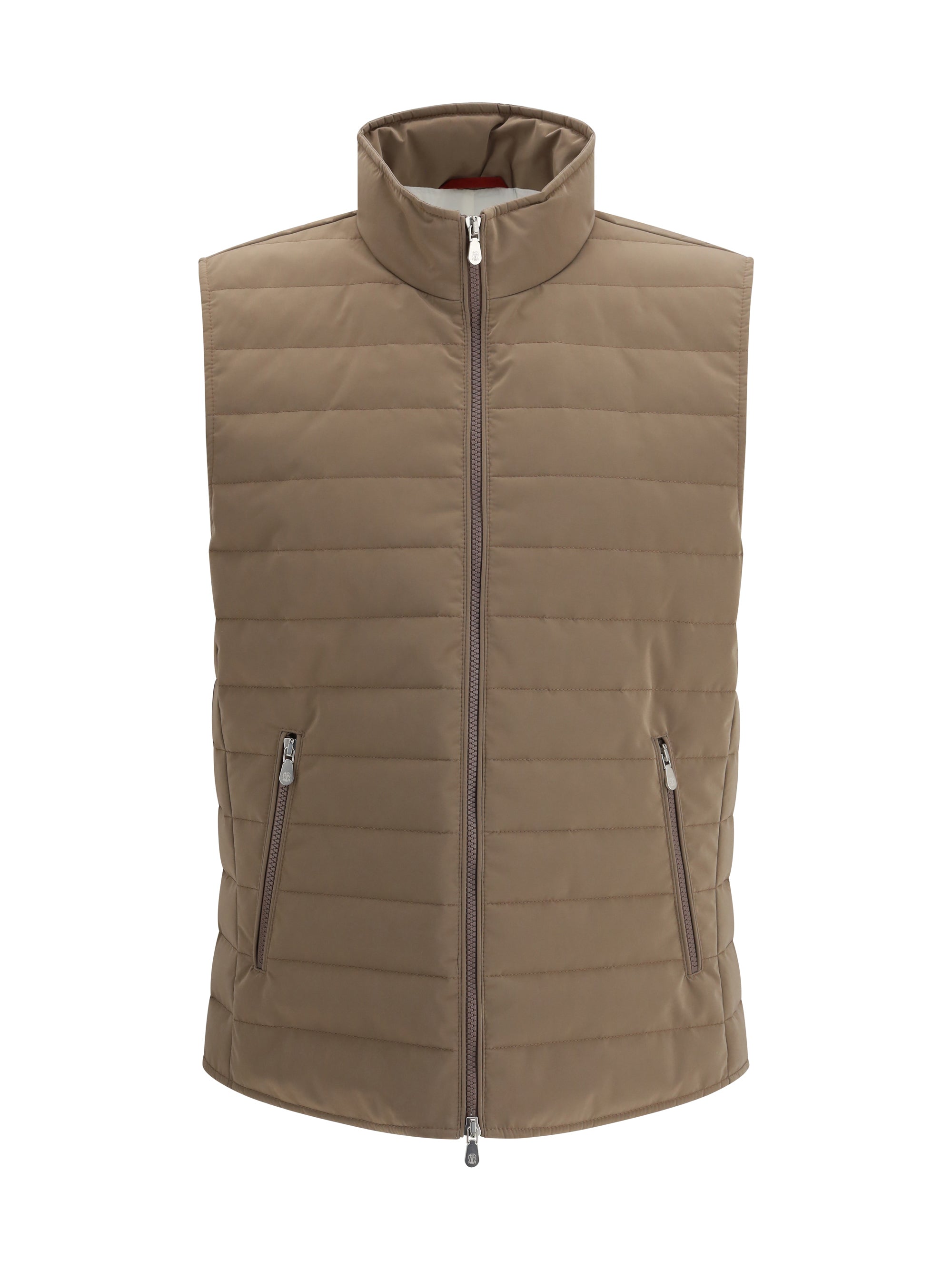 Brunello Cucinelli Quilted Down Vest — Beige