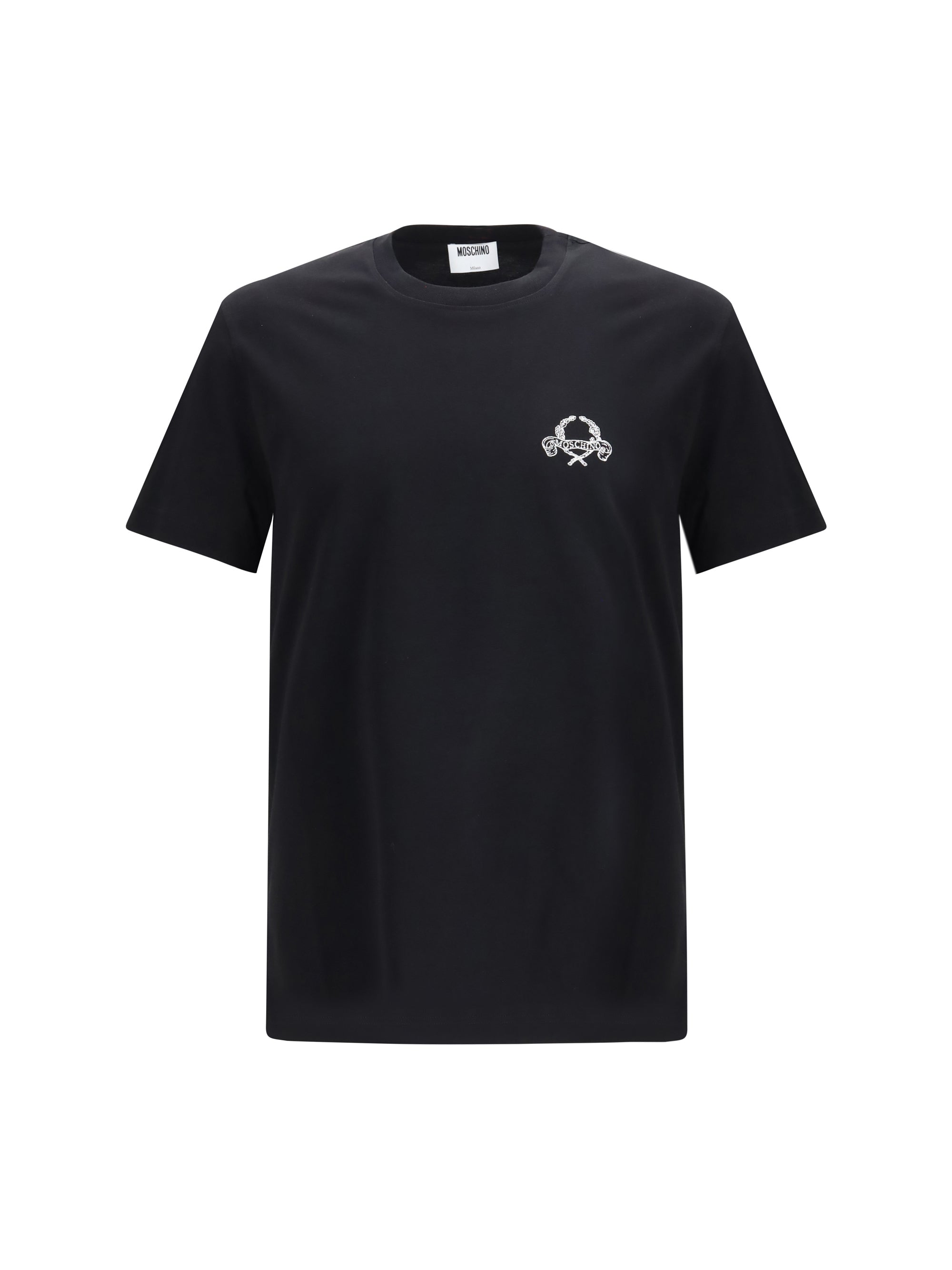 Moschino Laurel Crown Logo Embroidery T-Shirt — Black