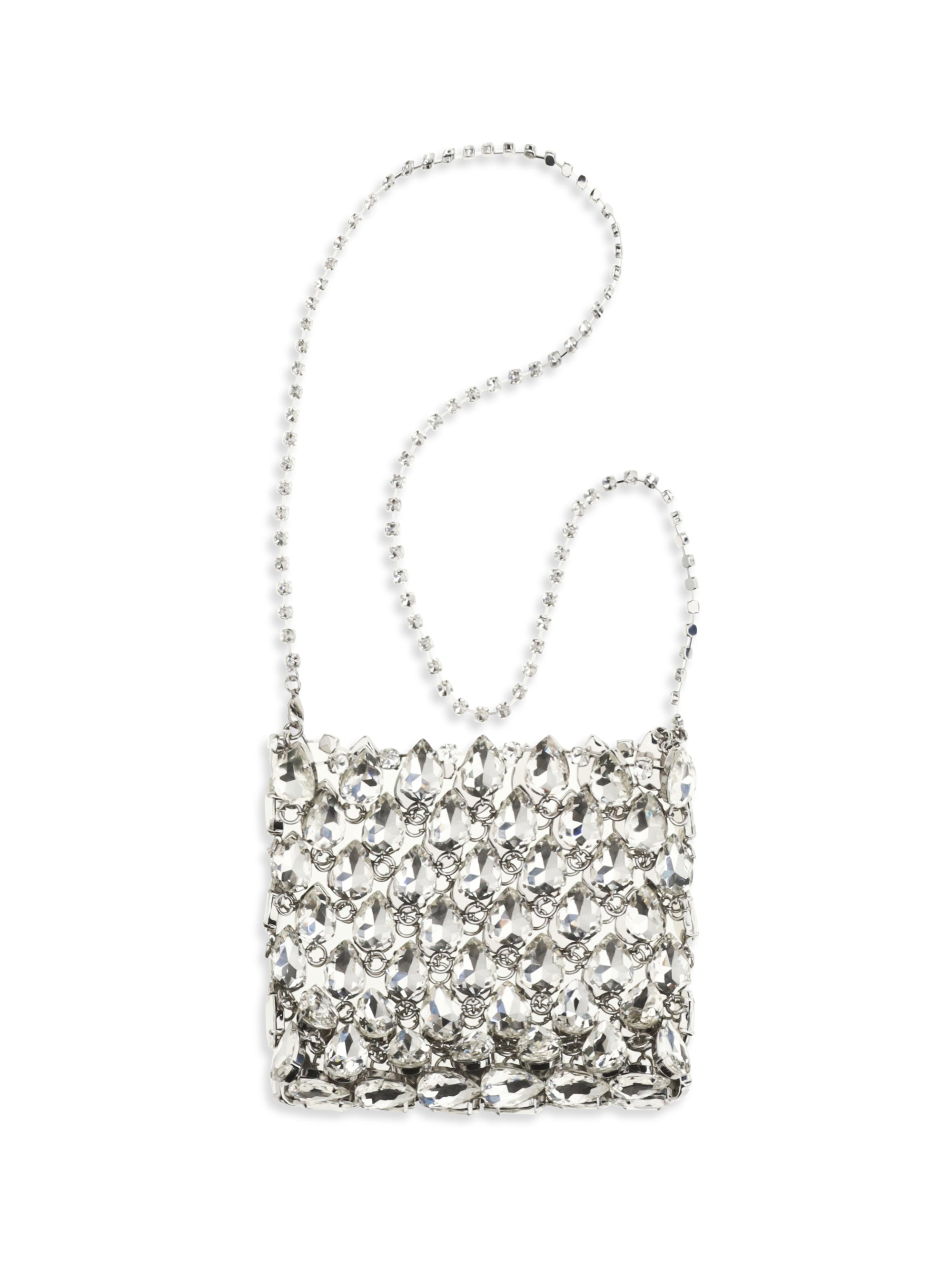 Self-Portrait Crystal Mesh Shoulder Bag — Silver
