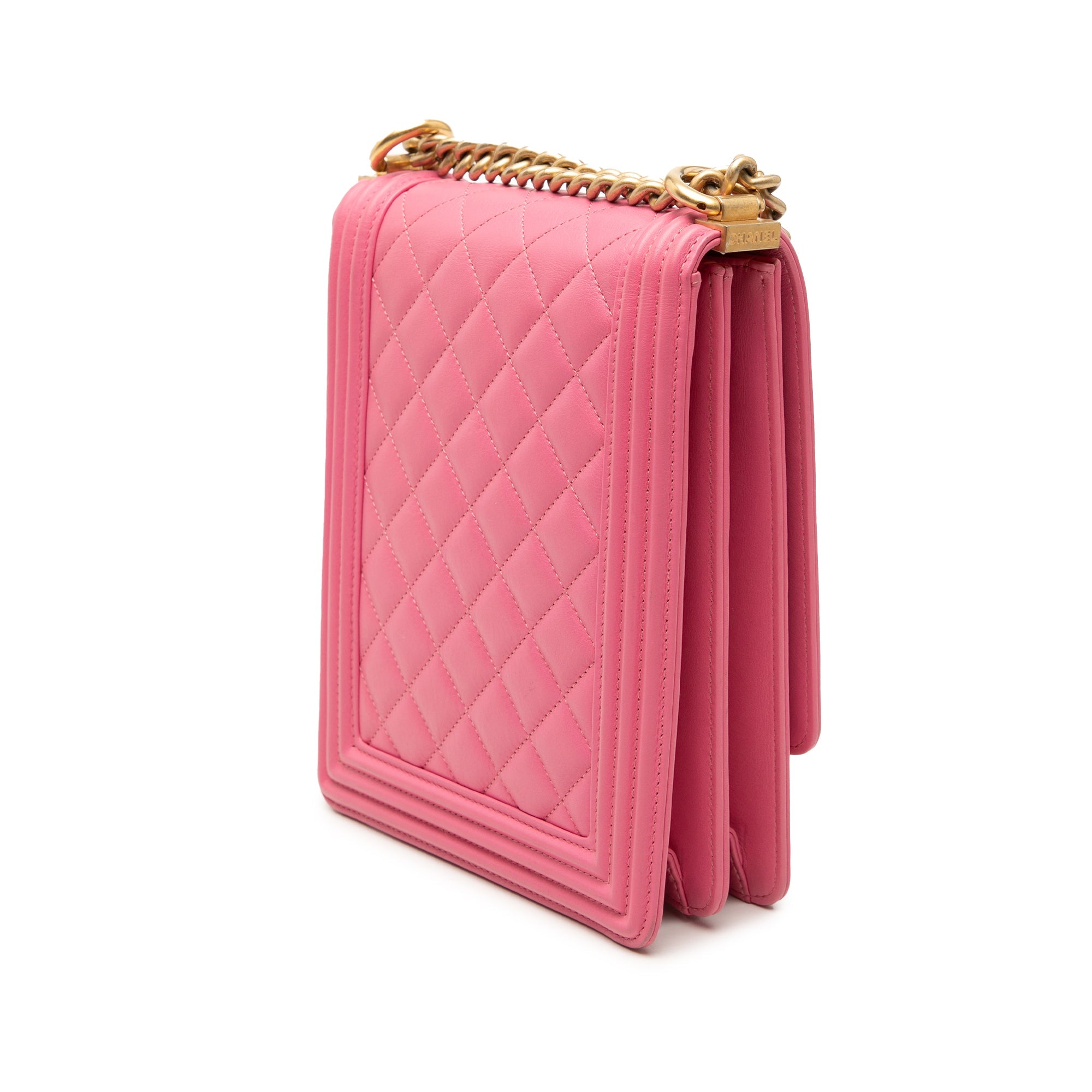 Quilted Lambskin North South Boy Flap