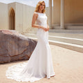Bridal Wedding Dress Ivory Sleeveless Long Boat Neck Mermaid