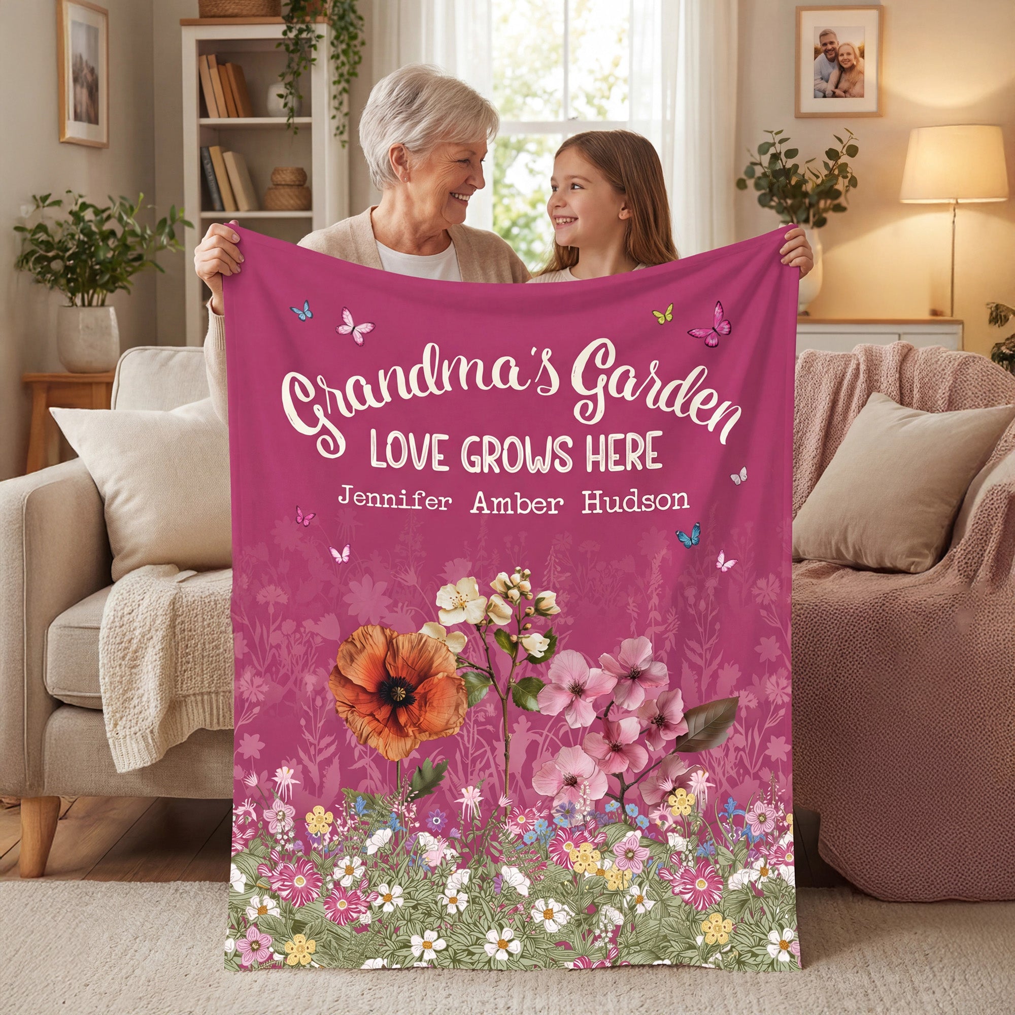 Personalizada 1-12 Flores de Nacimiento Manta Suave con Nombres y Texto Decoración del Hogar Día de la Madre Regalo de Cumpleaños para la Abuela
