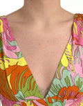 Women's Multicolor Floral Silk Flared Mini Dress