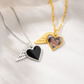 Personalizado activado por calor Foto oculta Angel Wing Corazón collar con texto grabado Memorial Simpatía regalo para las mujeres
