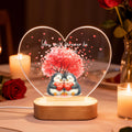 Personalizada de dibujos animados pareja pingüino corazón de acrílico LED Luz de la Noche con el título y la base de madera Decoración para el Hogar Día de San Valentín Aniversario de regalo para la p