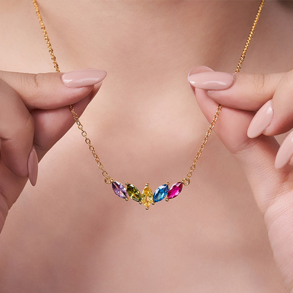 Personalizado 1-7 Familia Birthstones Collar Dainty Joyería Día de la Madre Cumpleaños de regalo para las mujeres