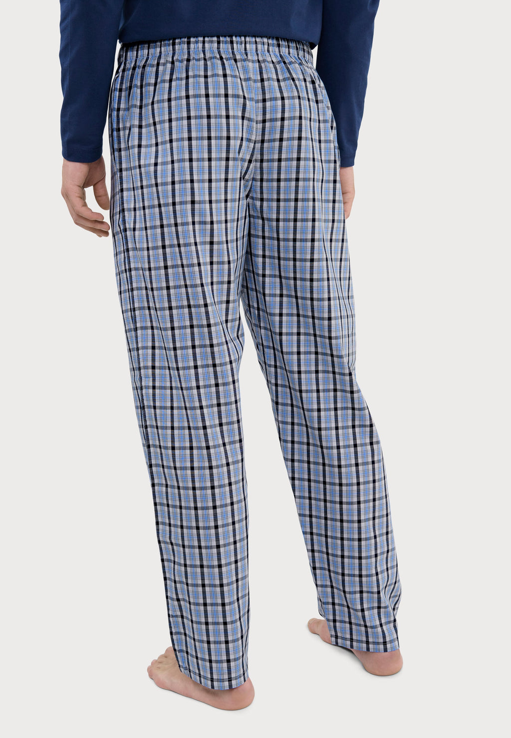 Pantalón Pijama Hombre Largo Algodón Popelín Cuadros - Azul 8922_39