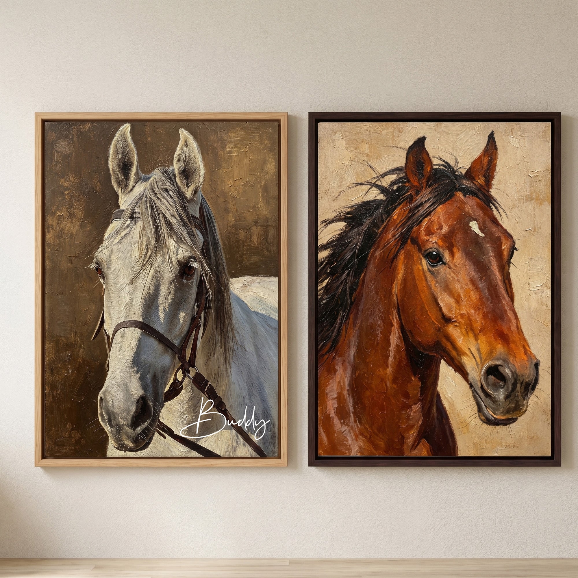 Pintura al óleo personalizada Estilo Textura Retrato de caballo Impresión en lienzo con nombre Regalo de inauguración de la casa para propietarios
