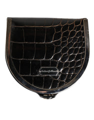 Men's Polished Alligator Leather Coin Purse Black Genuine American