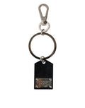 Men's Black Sint Glass Plaque Dg Logo Metal Platekeychain Keyring Accessory