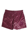 Men's Burgundy Polyester Logo Embossed Crest Swimwear Clothing