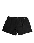 Men's Black Cotton Elastic Waistband Button Swimwear Clothing