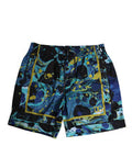 Blue Marble Print Logo Men Boxer Short Swimwear Polyester Blend