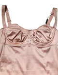 Women's Blush Pink Silk Satin Bustier Midi Bodycon Dress