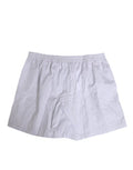 Men's White Blue Cotton Striped Button Fly Shorts Swimwear