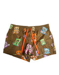 Brown Multicolor Teddy Bear Men Shorts Swimwear Polyester