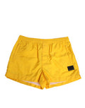 Men's Yellow Nylon Logo Plaque Boxer Shorts Swimwear Polyamide