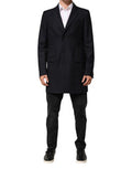 Dark Blue Wool Men Jacket Coat Blazer Suit Virgin