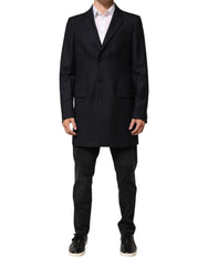 Dark Blue Wool Men Jacket Coat Blazer Suit Virgin