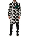 Black White Logo Print Hooded Coat Men Jacket And Polyester Clothing