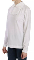Women's White Cotton Longsleeve Collared Blouse