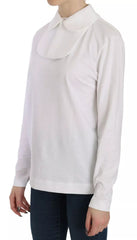 Women's White Cotton Longsleeve Collared Blouse